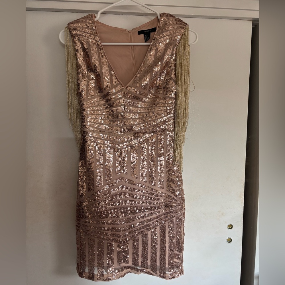 Rose Gold Sequin Sleeveless Dress